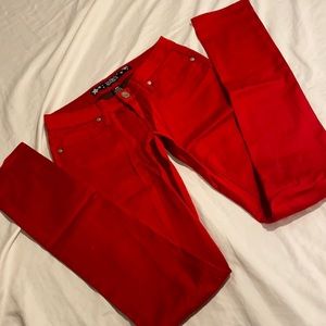 Red jeans full length